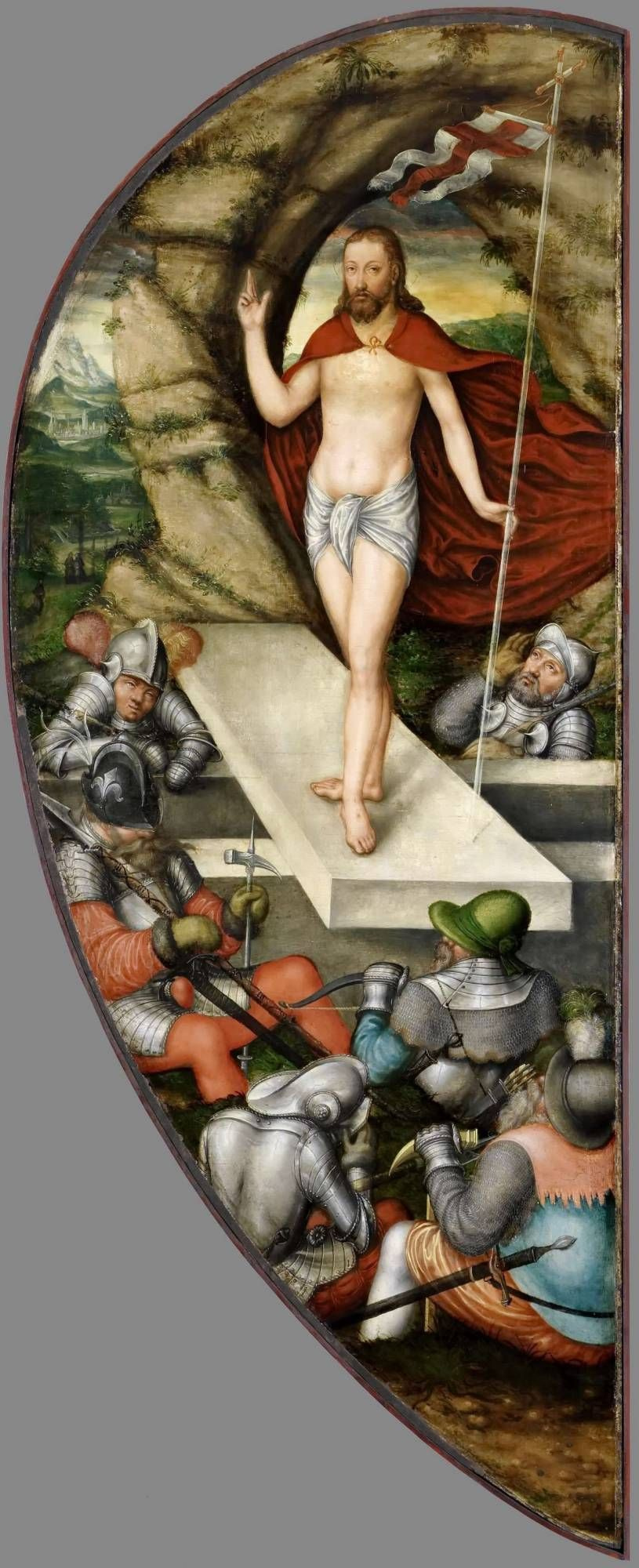 Lucas the Younger Cranach. Autel Colditser. Pli intérieur droit: La résurrection du Christ