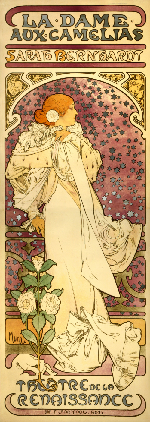 Alfonse Mucha. The lady of the camellias. Promotional poster for Sarah Bernhardt