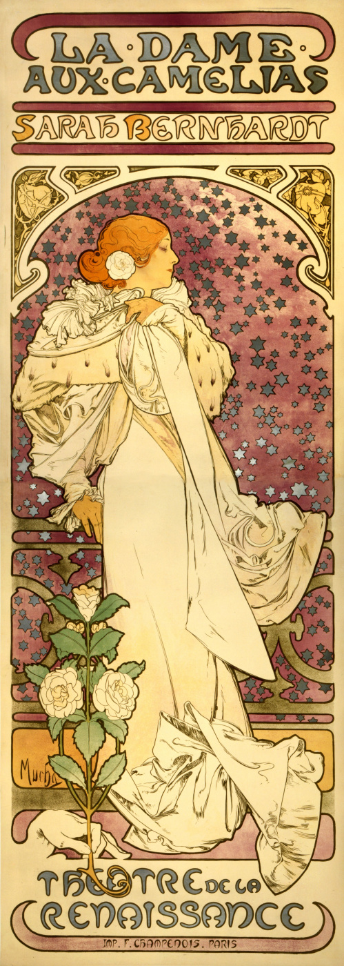 Alfons Mucha. Dame avec des camélias. Affiche publicitaire pour Sarah Bernard