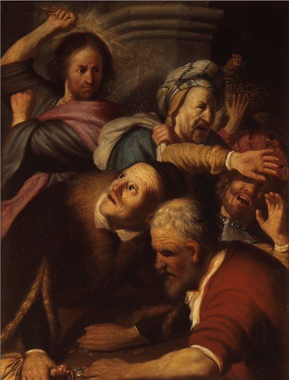 Rembrandt Harmenszoon van Rijn. The expulsion of the merchants from the temple