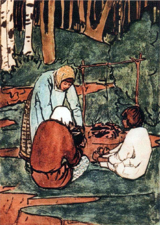 Elena Dmitrievna Polenova. Illustrazione per il racconto "Figlio Filippo"