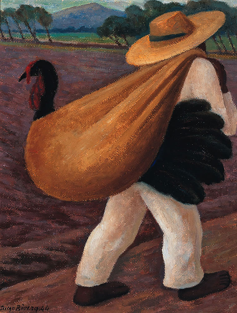 Diego Maria Rivera. Farmer with turkey