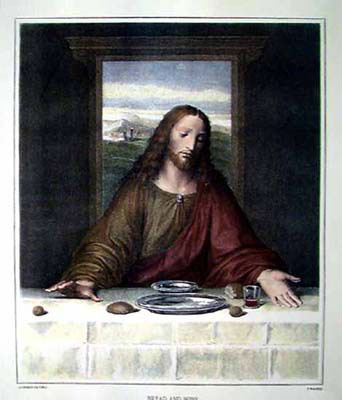 Unknown artist. A copy of the fragment "the last supper" by Leonardo da Vinci
