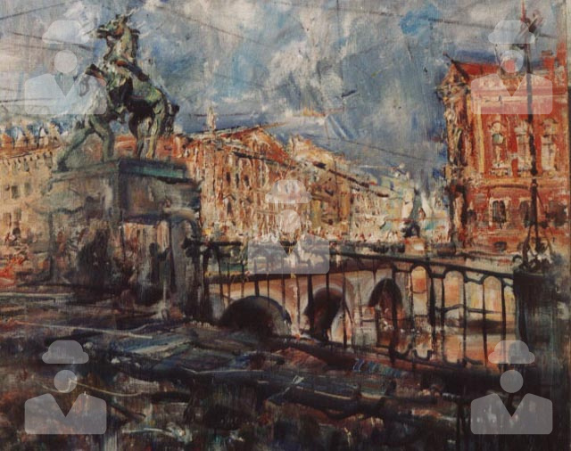 Nikolay Vasilyevich Maksimychev. Nevsky Avenue. Anichkov Bridge.