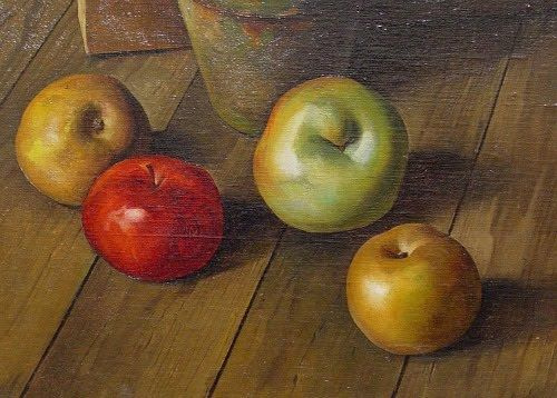 Luigi Lucioni. Still life with apples