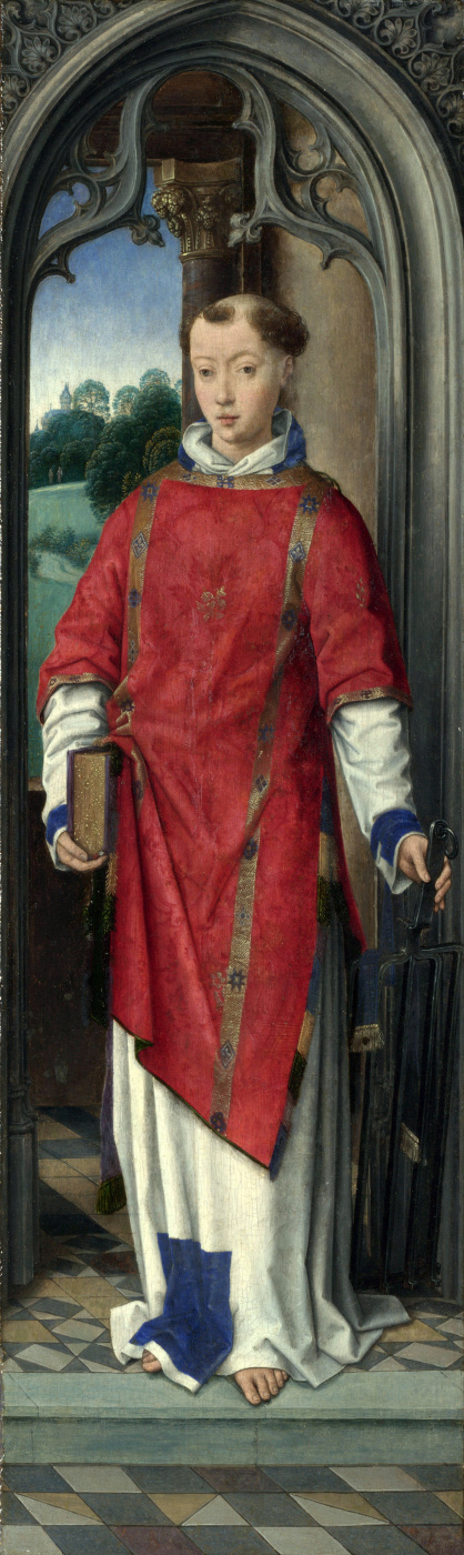 Hans Memling. Saint Lawrence. Triptych, Magagnotti. Right wing