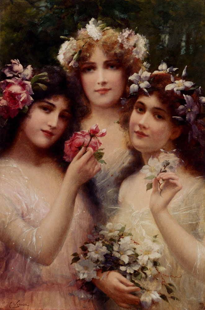 Emile Vernon. Three girls
