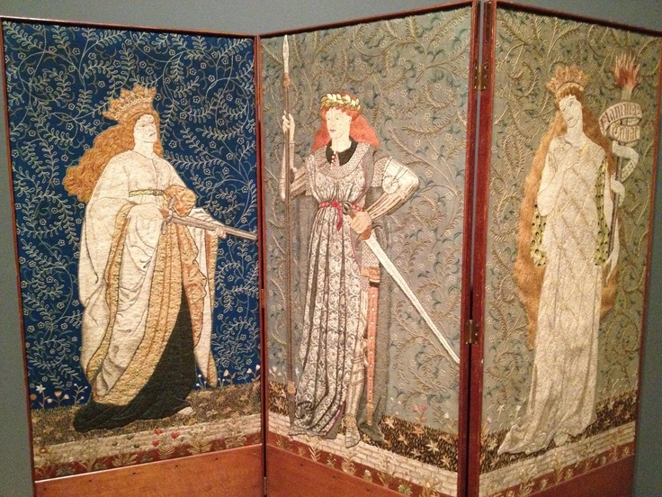 Left panel of the triptych screen based on Chaucer's "The Legend of Beautiful Women"