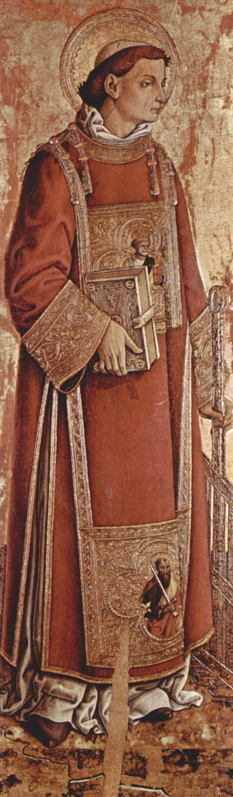 Карло Кривелли. Святой Лаврентий. Алтарь из церкви Сан Сильвестро в Масса Фермана, внутренняя левая доска
