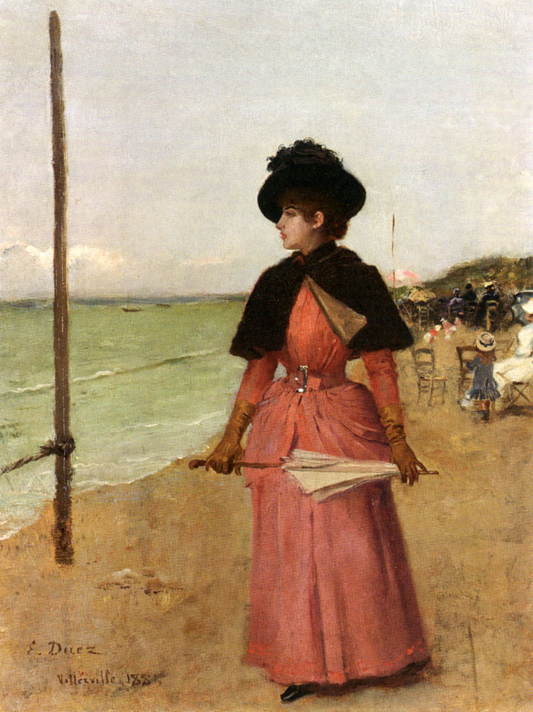 Ernest Ange Duez. Elegant lady on the beach