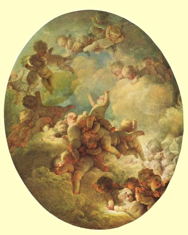 Jean-Honore Fragonard. Cupids in the sky