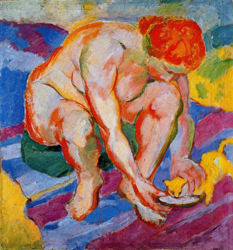 Nude with a cat