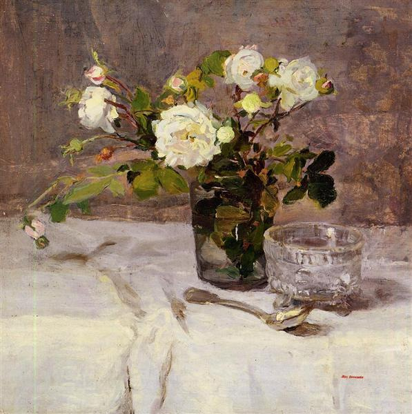Eva Gonzalez. Roses in a vase