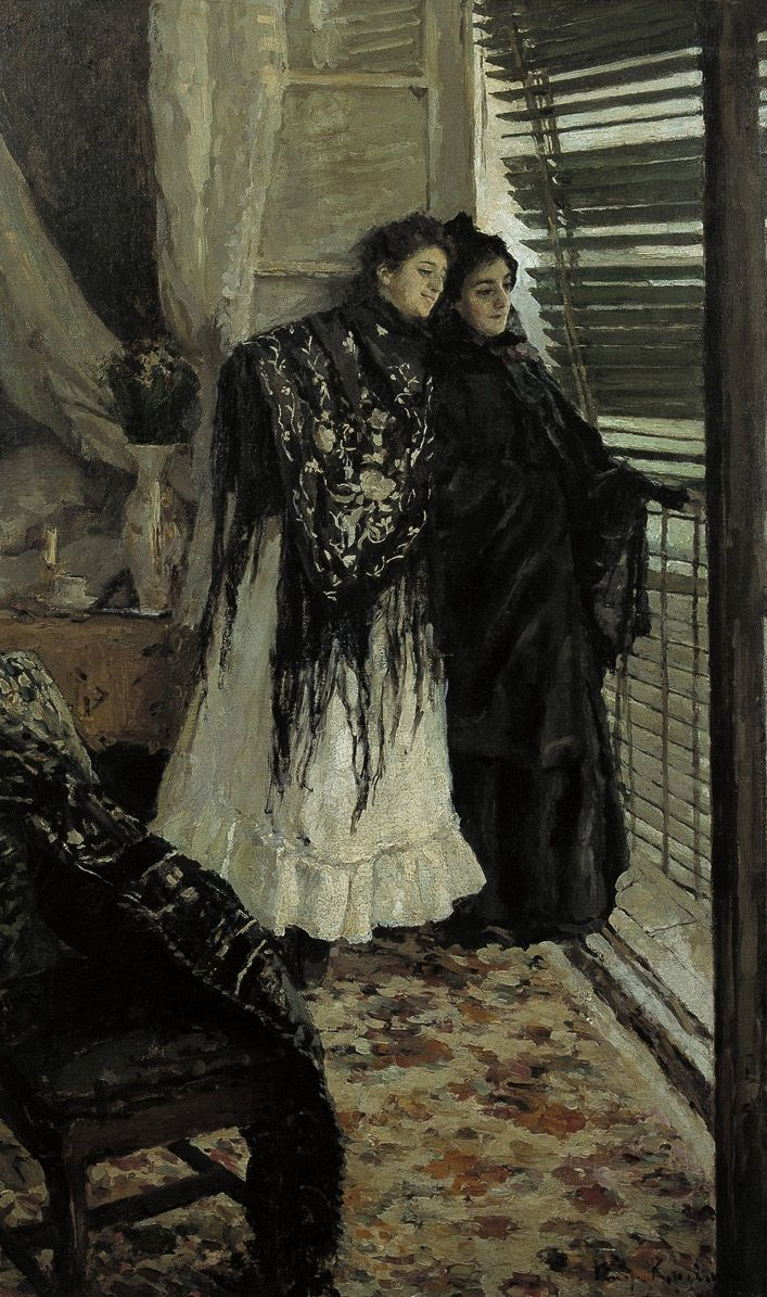 Konstantin Korovin. Out on the balcony. Spanish women Leonora and Ampara