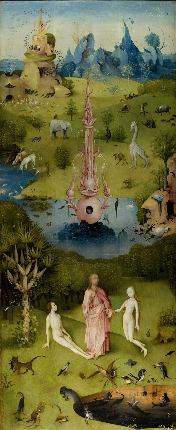 Hieronymus Bosch. The garden of earthly delights. Left wing