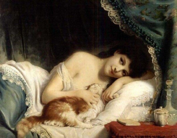 Fritz Zuber-Buhler. The mournful beauty and her cat