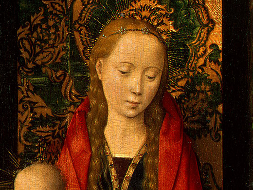 Hans Memling. Madonna mit einem Baby und Engeln. Fragment