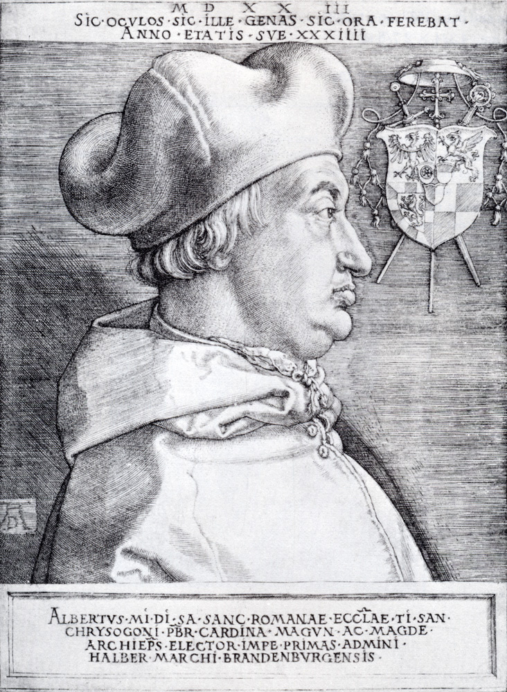 Albrecht Dürer. Portrait of cardinal Albrecht of Brandenburg. Large cardinal