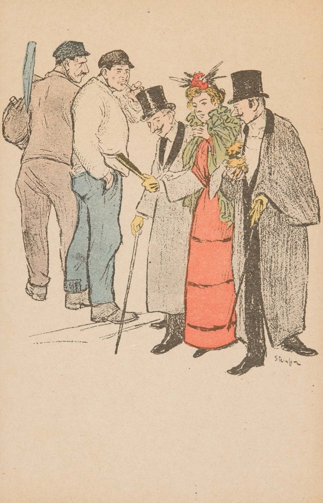 Theophile-Alexander Steinlen. Secular lady and two accompanying men
