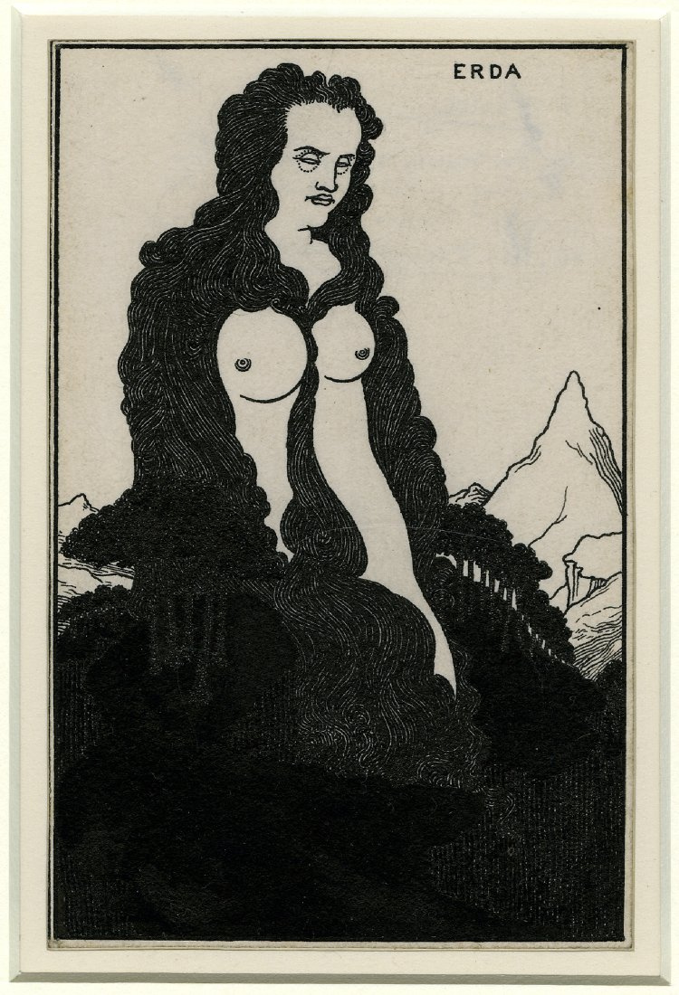 Aubrey Beardsley. Erda, illustration for 'Das Rheingold'