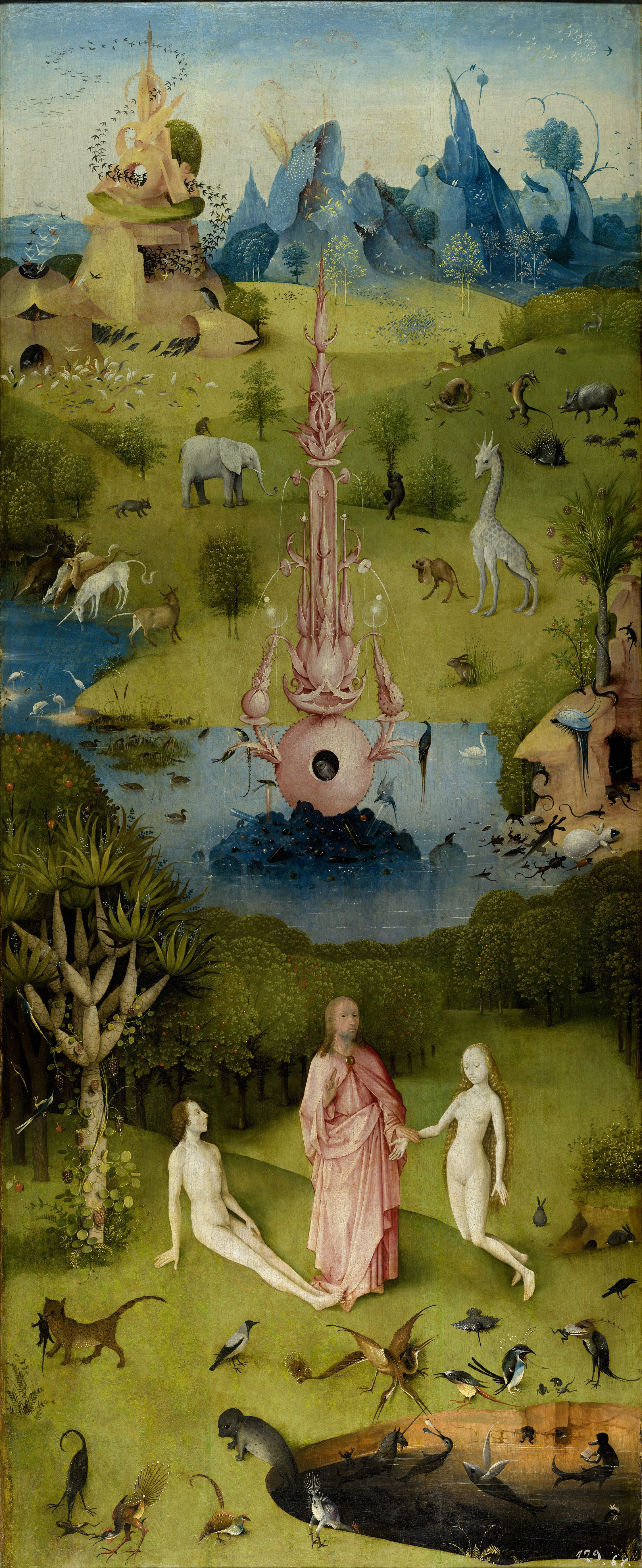 Hieronymus Bosch. Garten der irdischen Freuden. Linker Flügel