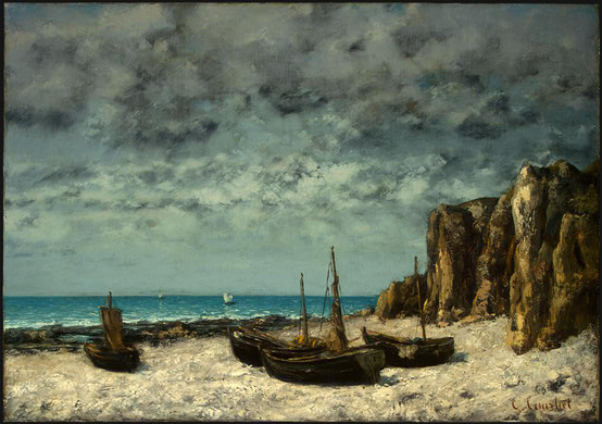 Gustave Courbet. Boats on beach, étretat