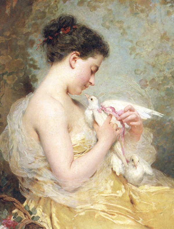 Charles Chaplin. A beauty with doves