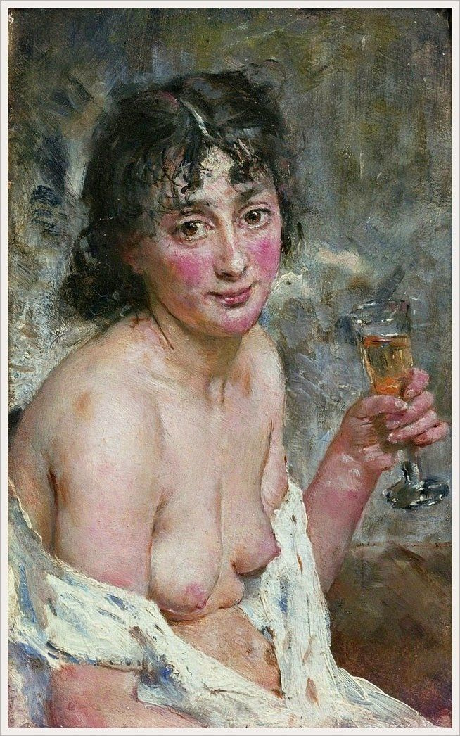 Hans Heyerdahl. Mädchen mit Champagner