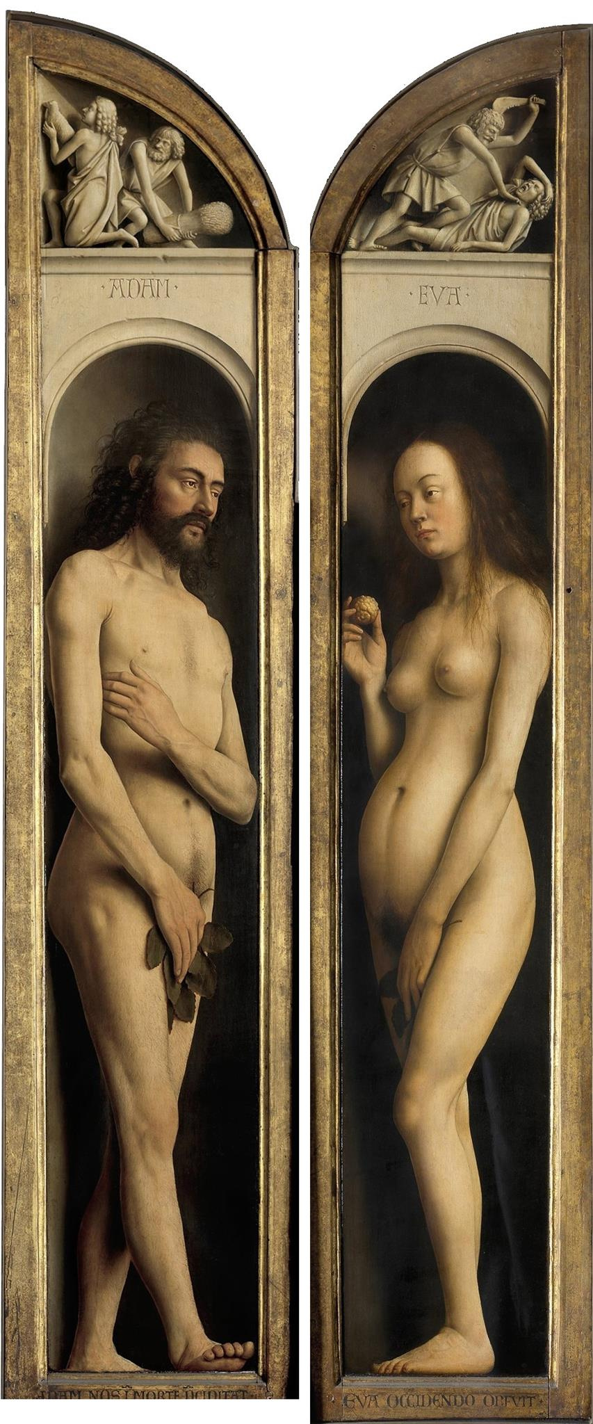 Jan van Eyck. Genter Altar. Adam und Eva (Ausschnitt)