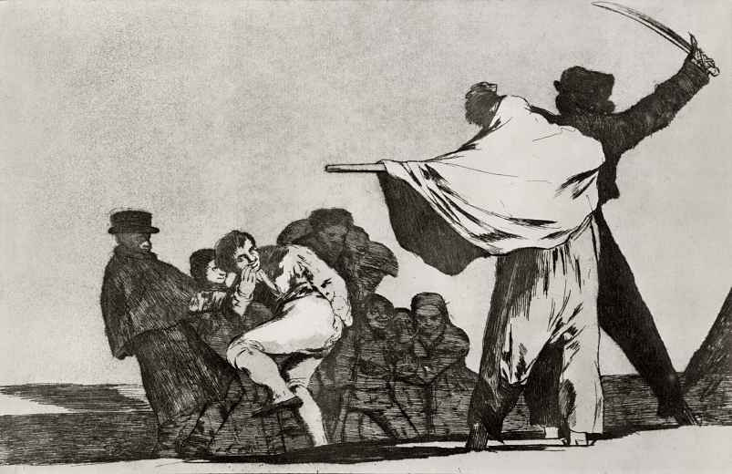 Francisco Goya. A series of "Disparates", page 19: a Friend of stupidity