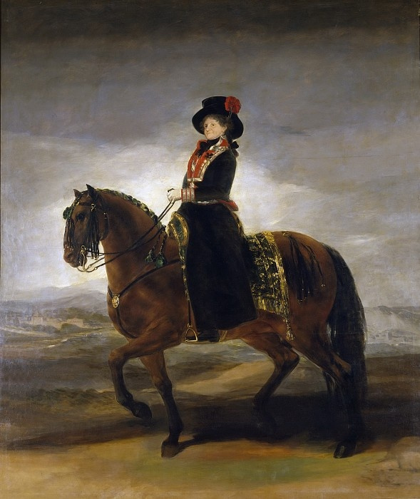 Francisco Goya. Queen of Spain Maria Luisa on horseback