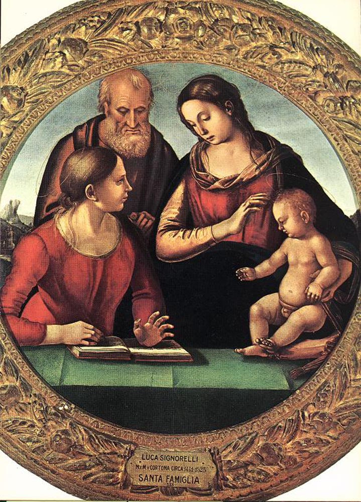 Luke Signorelli. Madonna and child with Saint Joseph