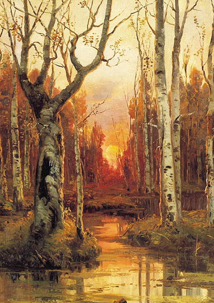 Julius Klever. Sunset in the forest