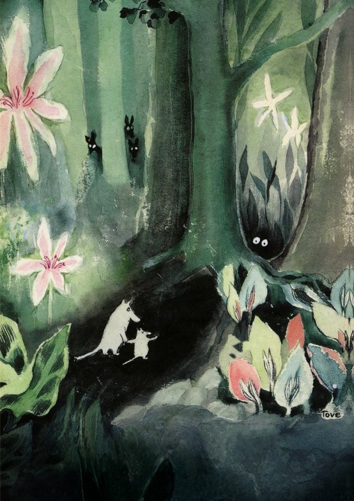 Tove Jansson. Cover for T. Jansson's story "Little trolls and a big flood"