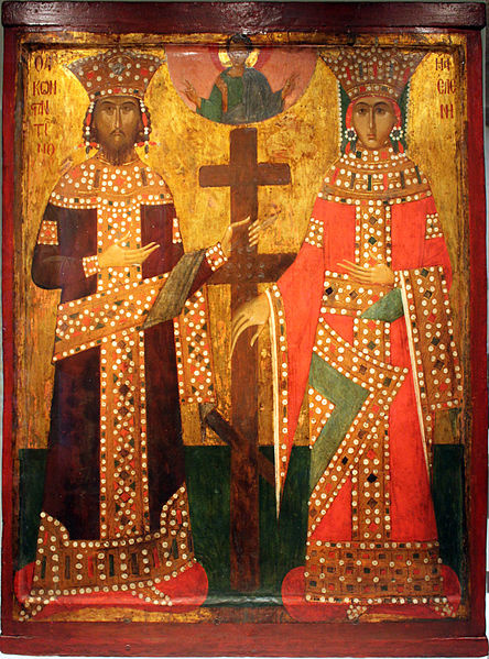 Unknown artist. Emperor Constantine and Empress Helen with the Cross of the Lord