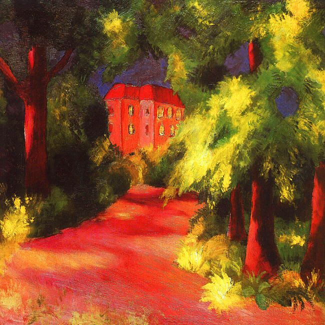 August Macke. Red house in a Park