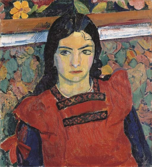Cuno Amiet. Portrait de Грети en rouge tablier