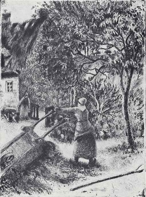 Camille Pissarro. The woman, tipping a wheelbarrow