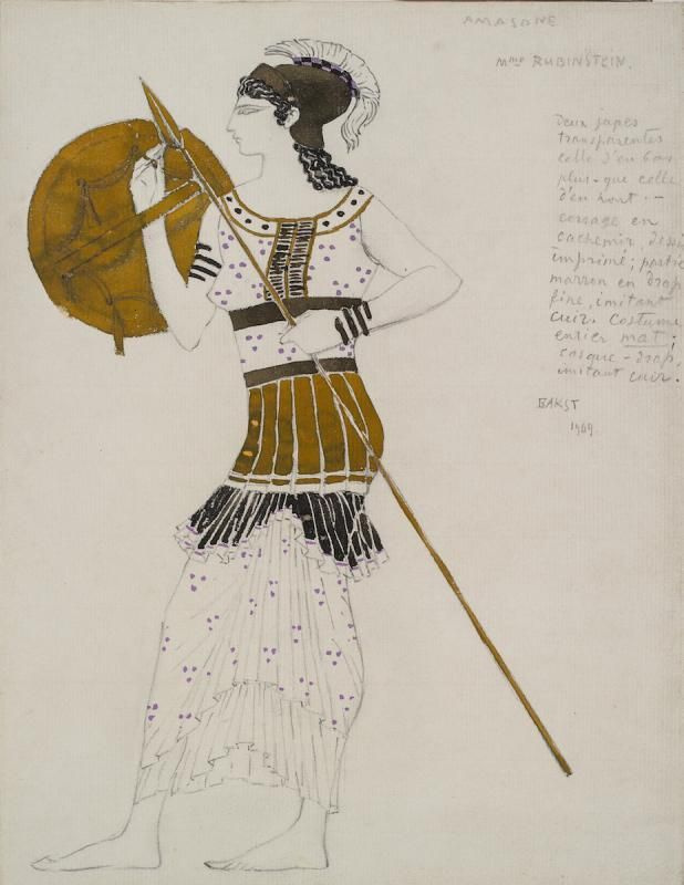 Lev (Leon) Bakst. Sketch of the Amazon costume for Ida Rubinstein