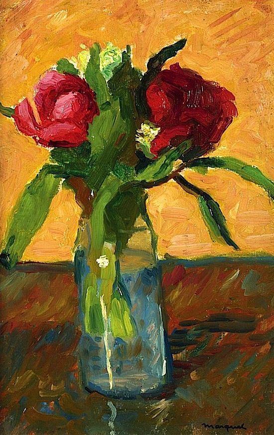 Albert Marquet. Peonies in a glass vase