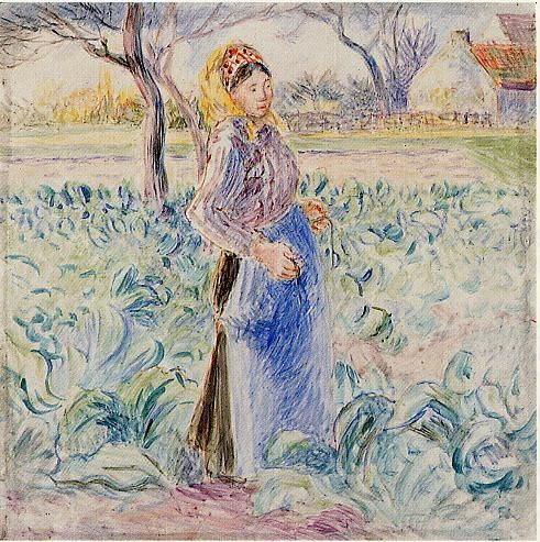 Camille Pissarro. Farmer at cabbage patch
