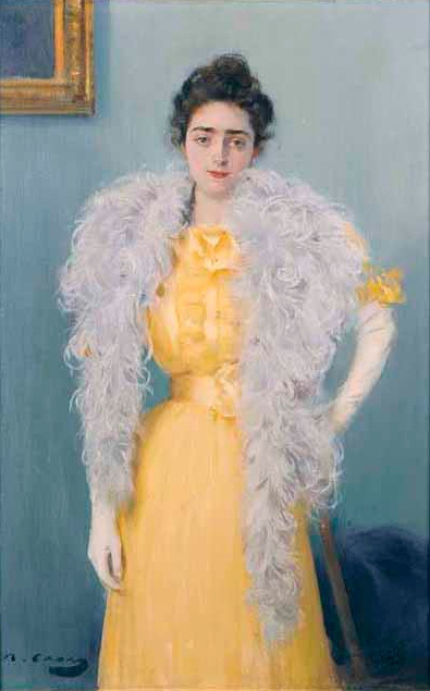 Ramon Casas i Carbó. Woman in yellow dress and boa