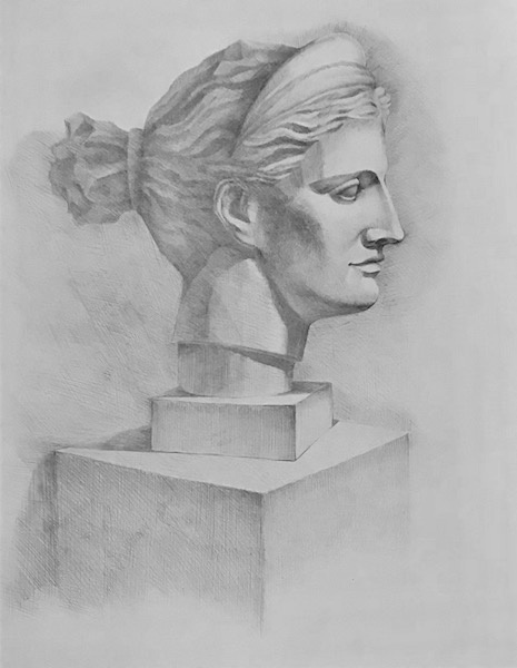 Larissa Lukaneva. Gypsum head. Profile.