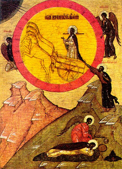 Icon Painting. Elijah climbing