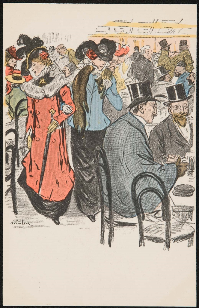 Theophile-Alexander Steinlen. All busy. Crowded street cafe