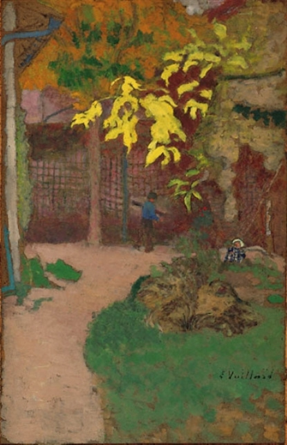 Jean Edouard Vuillard Dans le jardin, 1900, 30×47 cm : Descriptif