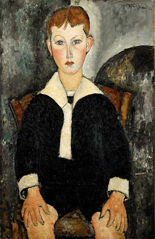 Amedeo Modigliani. Portrait d'un garçon assis dans un costume de marin