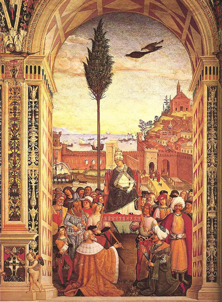 Pinturicchio. Aeneas Piccolomini arrives to Ancona