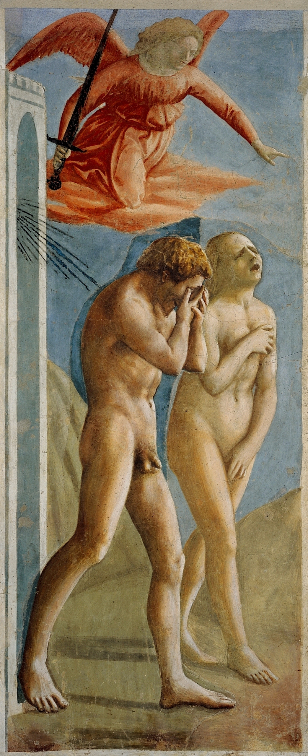 Tommaso Masaccio. Brancacci Chapel. The expulsion of Adam and Eve from the Garden of Eden
