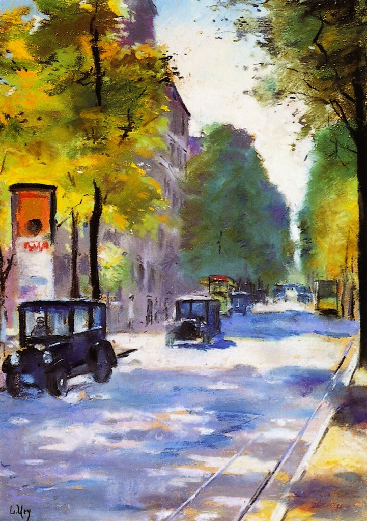 Lesser Ury. Berlin. Street with advertising kiosk